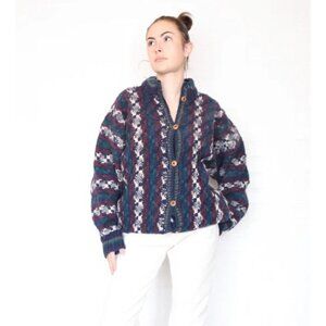 World Class, Inc Vintage Full Button Wool Oversized Sweater Sz L